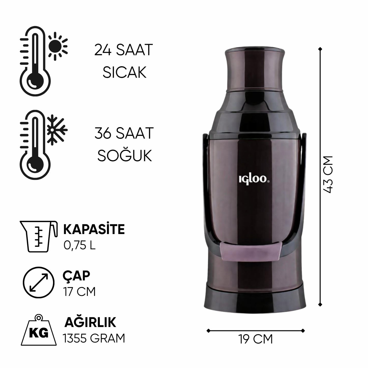 Cam Termos - Igloo - 3.2 lt - Siyah - 204231