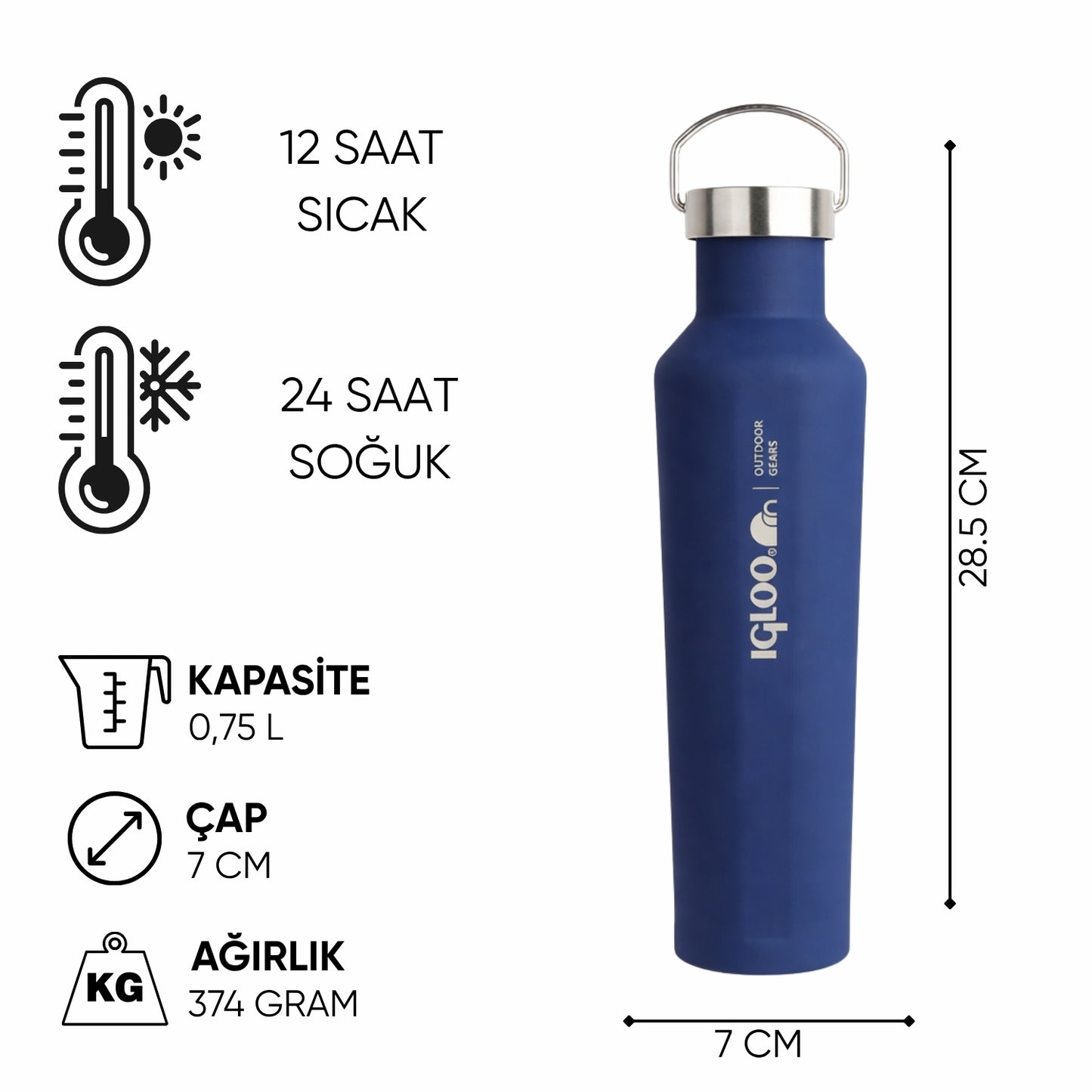Çelik Mug Termos - Igloo - Pentagon - 750ml - Lacivert - 205792