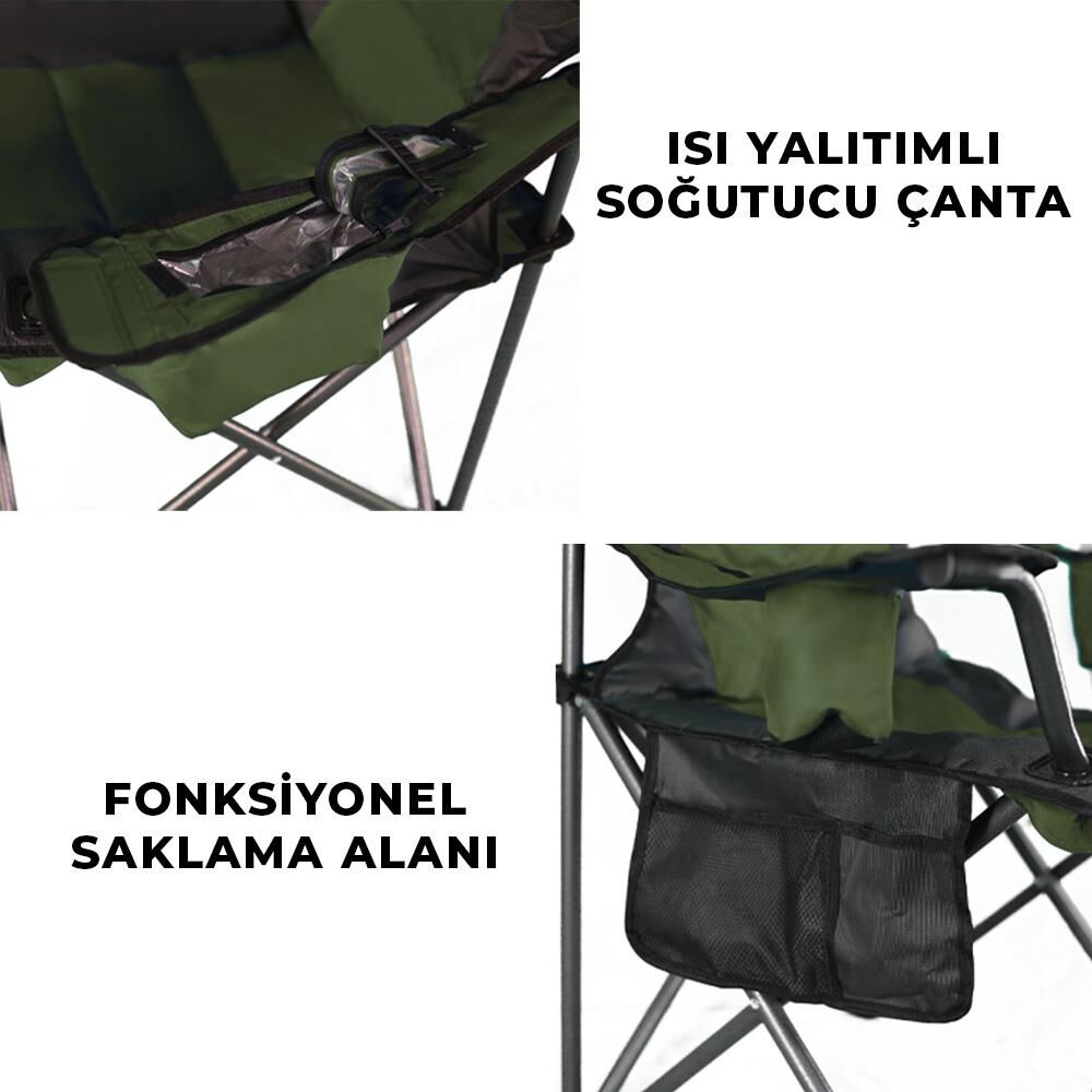 Katlanır Kamp Piknik Sandalyesi - Madfox Echo - Bardaklıklı - Yeşil - 547288