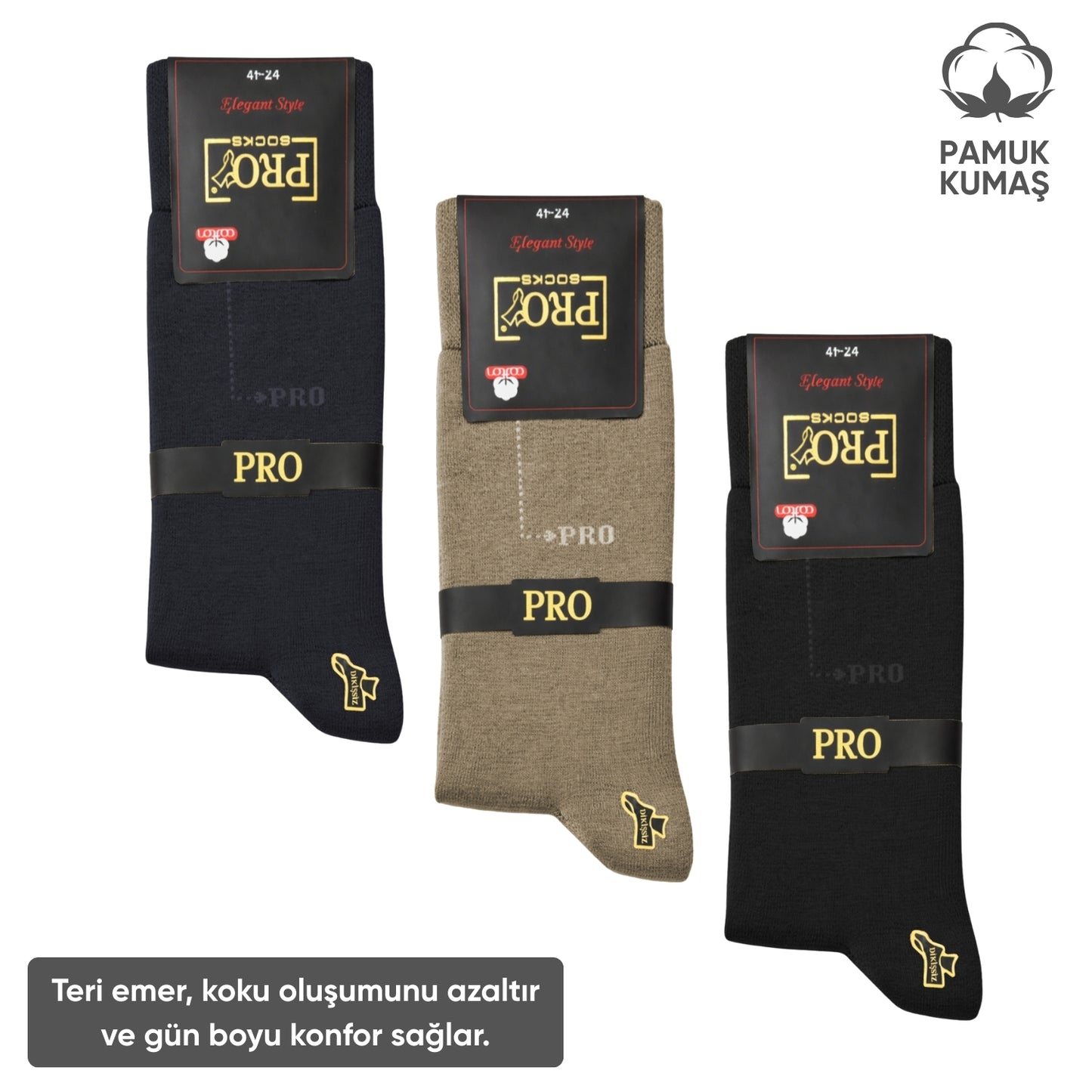 Pamuklu Erkek Soket Çorap - 3 Çift - Dikişsiz - Eyfel - 16656 - Set 1
