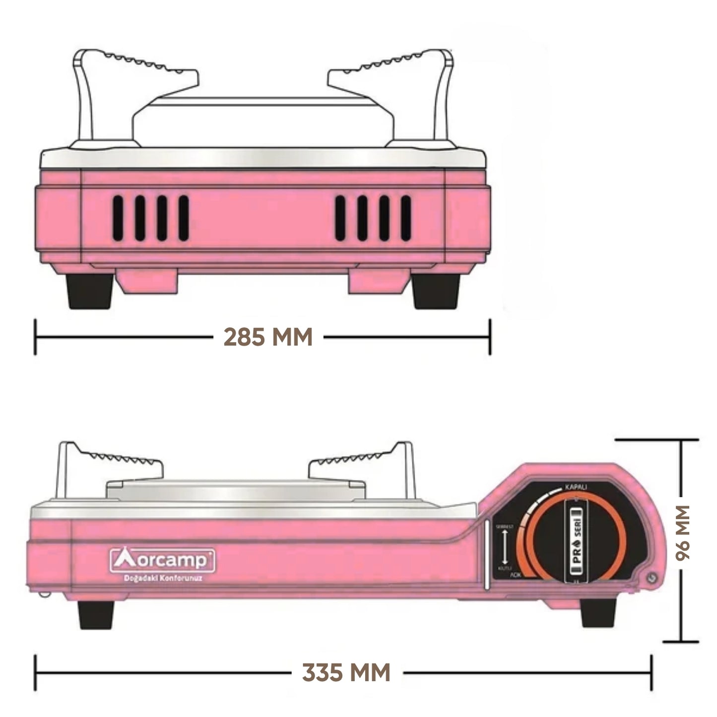 Tekli Portatif Pro Seramik Ocak - Orcamp - Pembe (CK-508)