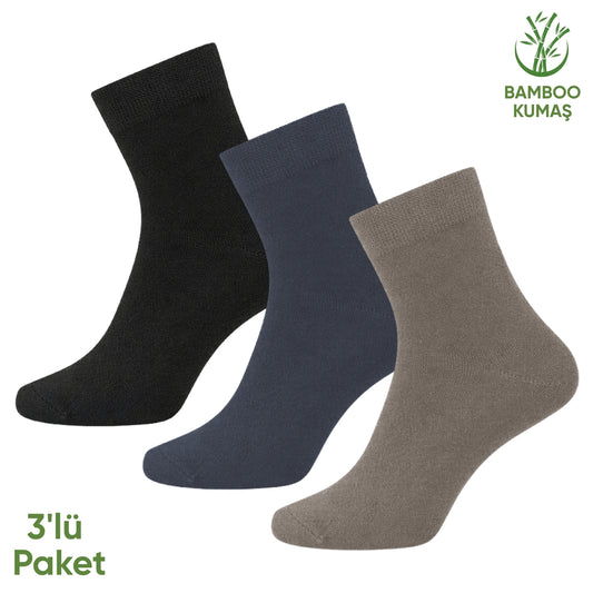 Bambu Erkek Kısa Soket Çorap - 3 Çift - Dikişsiz - Bahri - 17451 - Set 1