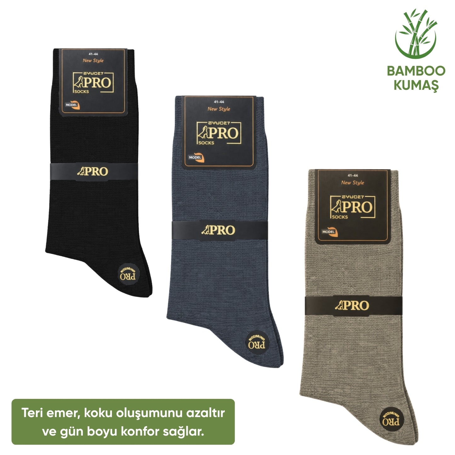 Bambu Erkek Kısa Soket Çorap - 3 Çift - Dikişsiz - Bahri - 17451 - Set 1