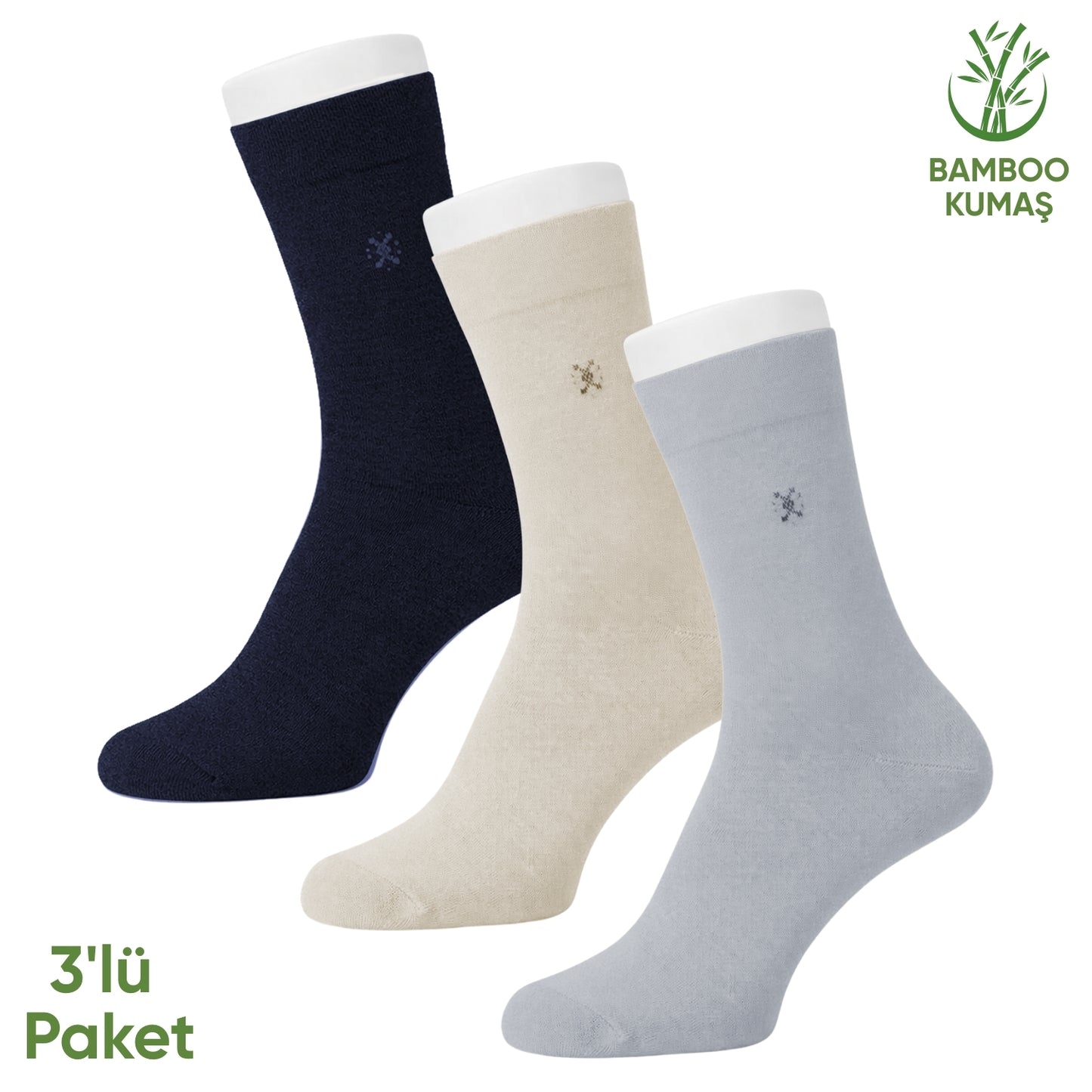 Bambu Erkek Soket Çorabı - 3 Çift - Dikişsiz - Gori -17135 - Set 4