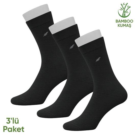 Bambu Erkek Soket Çorap- 3 Çift - Dikişsiz - Akça - 17652 - Set 3
