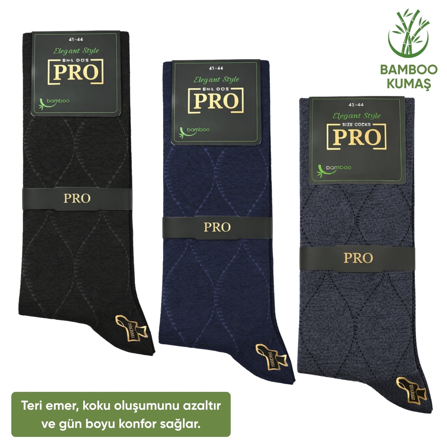 Bambu Erkek Soket Çorap - 3 Çift - Dikişsiz - Bakü - 17672 - Set 1