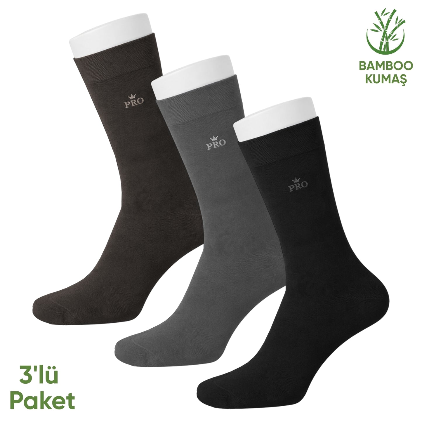 Bambu Erkek Soket Çorap - 3 Çift - Dikişsiz - Biga - 17619 - Set 2