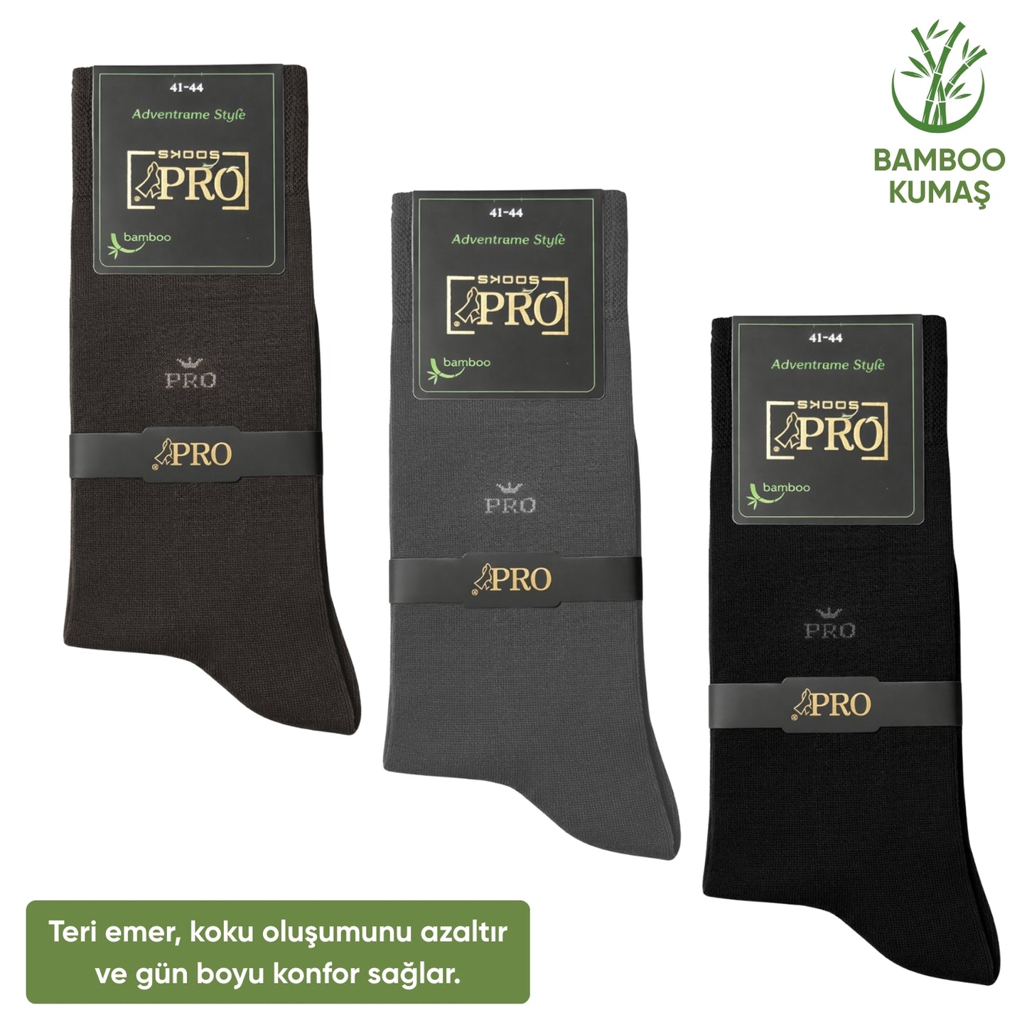 Bambu Erkek Soket Çorap - 3 Çift - Dikişsiz - Biga - 17619 - Set 2