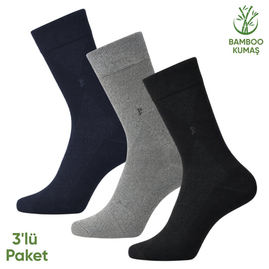 Bambu Erkek Soket Çorap - 3 Çift - Dikişsiz - Gagavuz - 17666 - Set 4