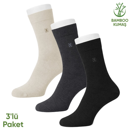 Bambu Erkek Soket Çorap - 3 Çift - Dikişsiz - Gori -17135 - Set 1