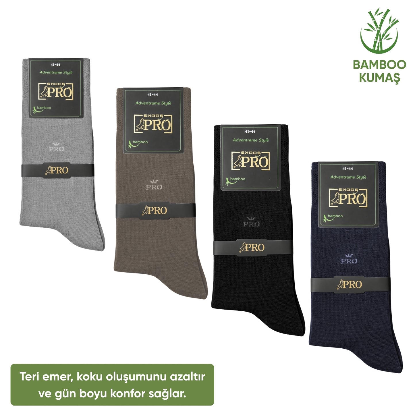 Bambu Erkek Soket Çorap - 4 Çift - Dikişsiz - Biga - 17619 - Set 4