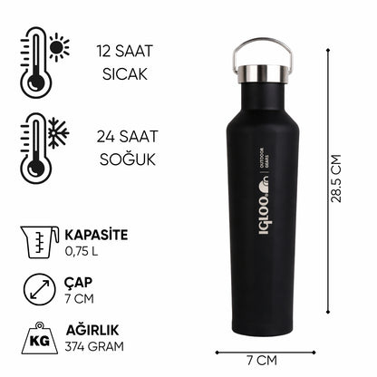 Çelik Mug Termos - Igloo - Pentagon - 750ml - Siyah - 205792