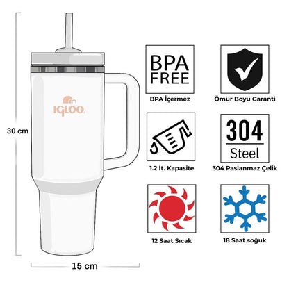 Çelik Mug Termos - Igloo - Stadler - 1.2 lt - Beyaz - 205787