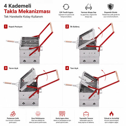 Çevirme Mekanizmalı Krom Mangal - Argeus Turnmaster