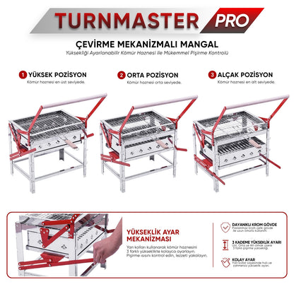 Çevirme Mekanizmalı  Krom Mangal - Yükseklik Ayarlı - Argeus Turnmaster Pro