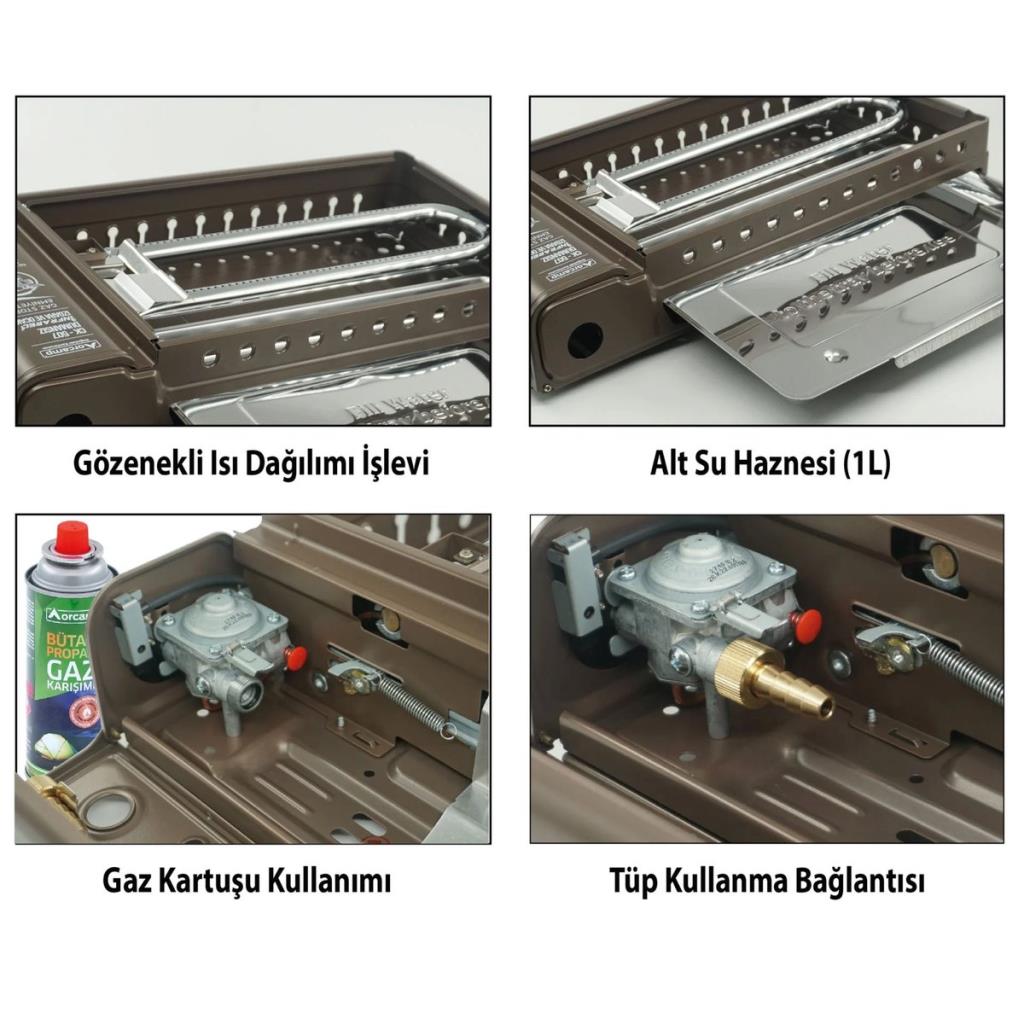Dumansız Portatif Izgara Ocak - Orcamp - Kahverengi (CK-507)