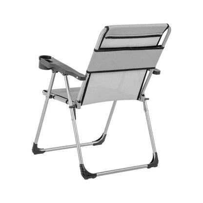 Katlanabilir Piknik ve Kamp Sandalyesi - Bardaklıklı - Rock - Çelik Gri
