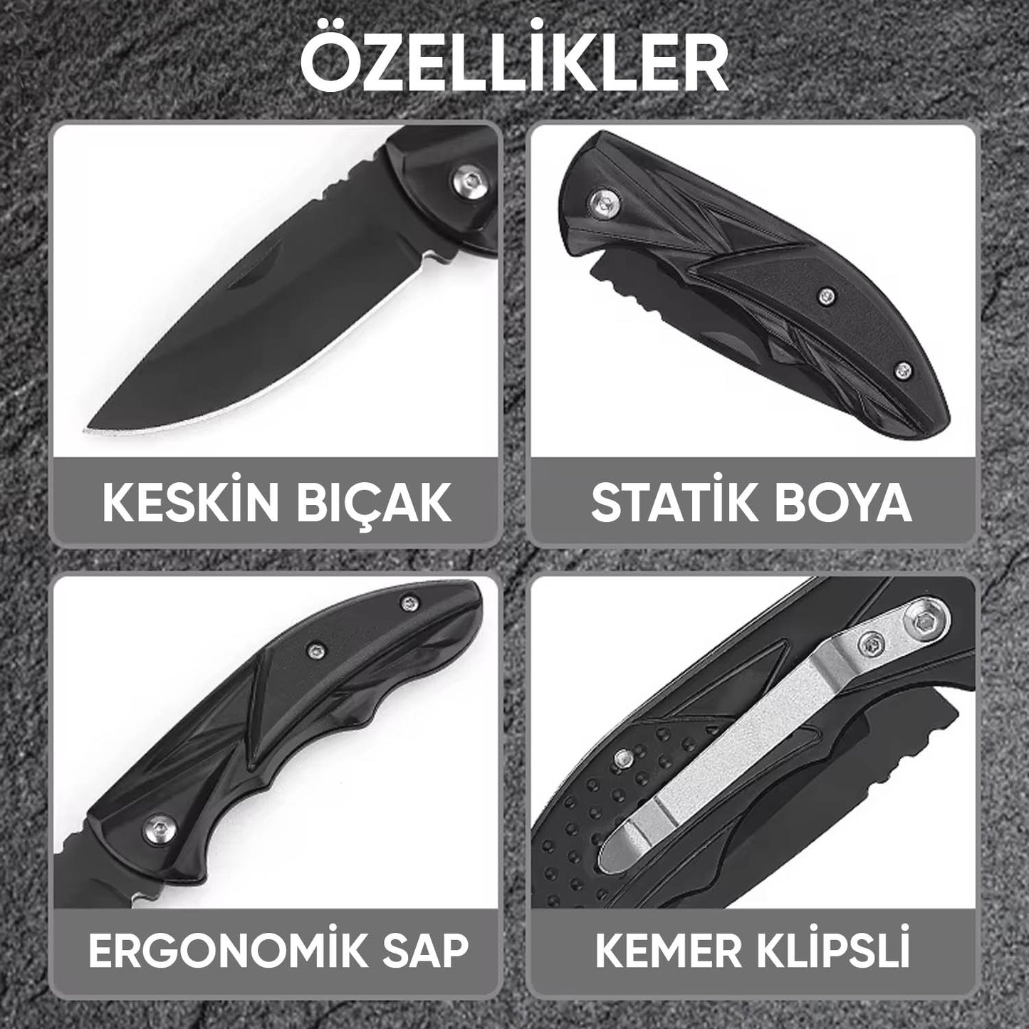 Katlanır Cep Çakısı - Kemer Klipsli - SDR-079 - Mavi