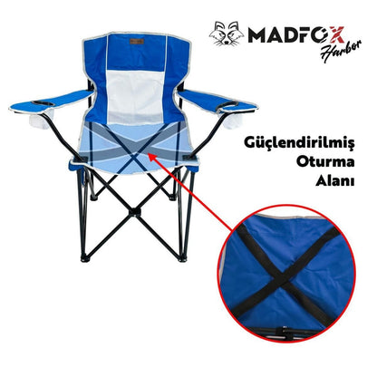 Katlanır Kamp Piknik Sandalyesi - Madfox Harbor - Bardaklıklı - Mavi - 547285