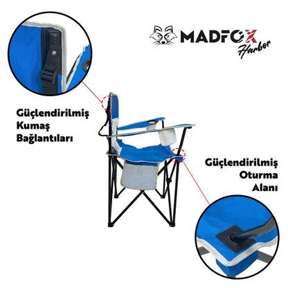 Katlanır Kamp Piknik Sandalyesi - Madfox Harbor - Bardaklıklı - Mavi - 547285