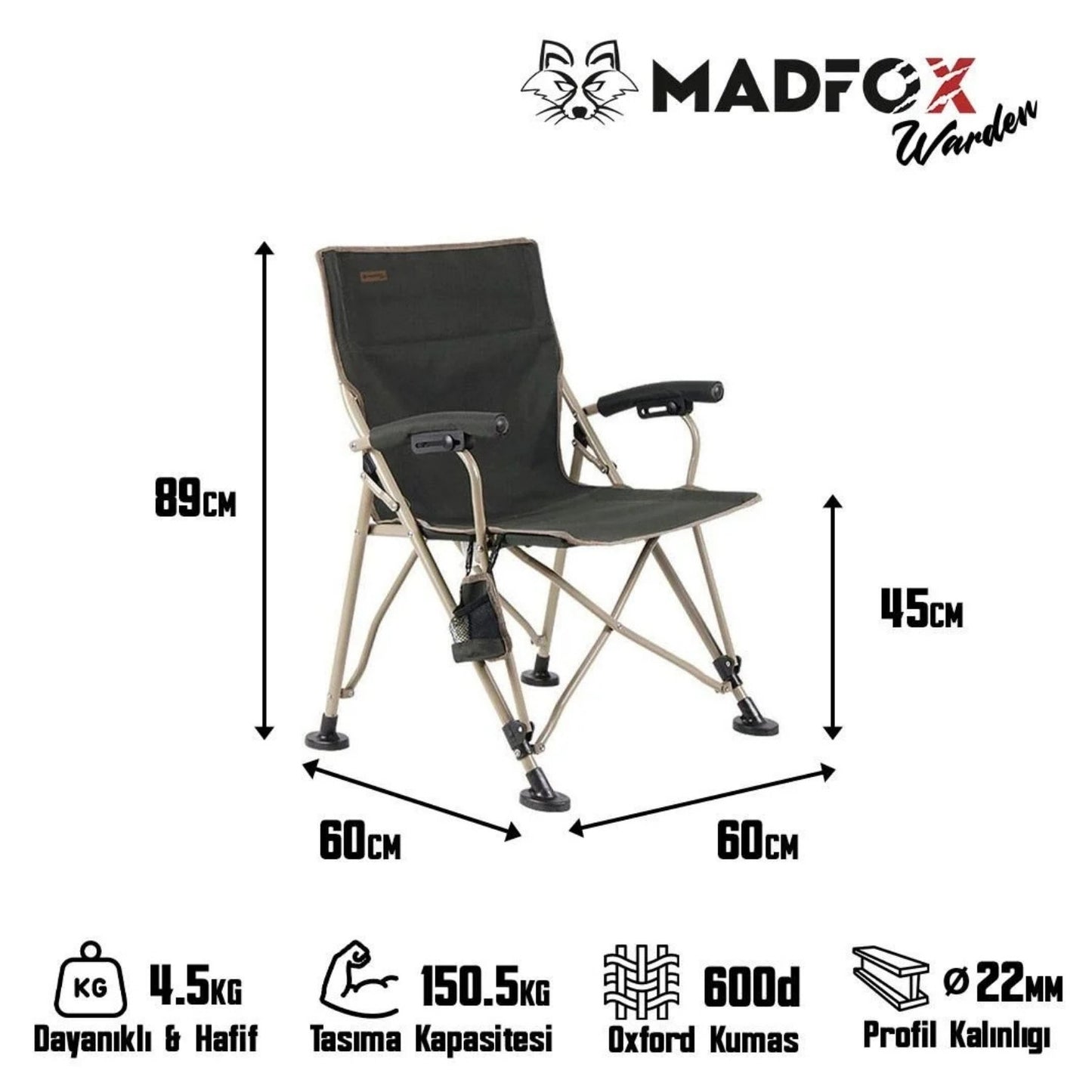 Katlanır Kamp Piknik Sandalyesi - Madfox Warden - Yeşil - 547283