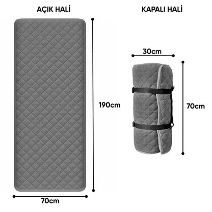 Katlanır Kamp Yatağı - Yer Yatağı - Taşınabilir - Argeus - Antrasit - 70x190cm