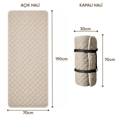 Katlanır Kamp Yatağı - Yer Yatağı - Taşınabilir - Argeus - Bej - 70x190cm