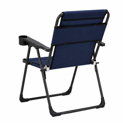Katlanır Piknik ve Kamp Sandalyesi - Bardaklıklı - Rock Plus - Linen Lacivert