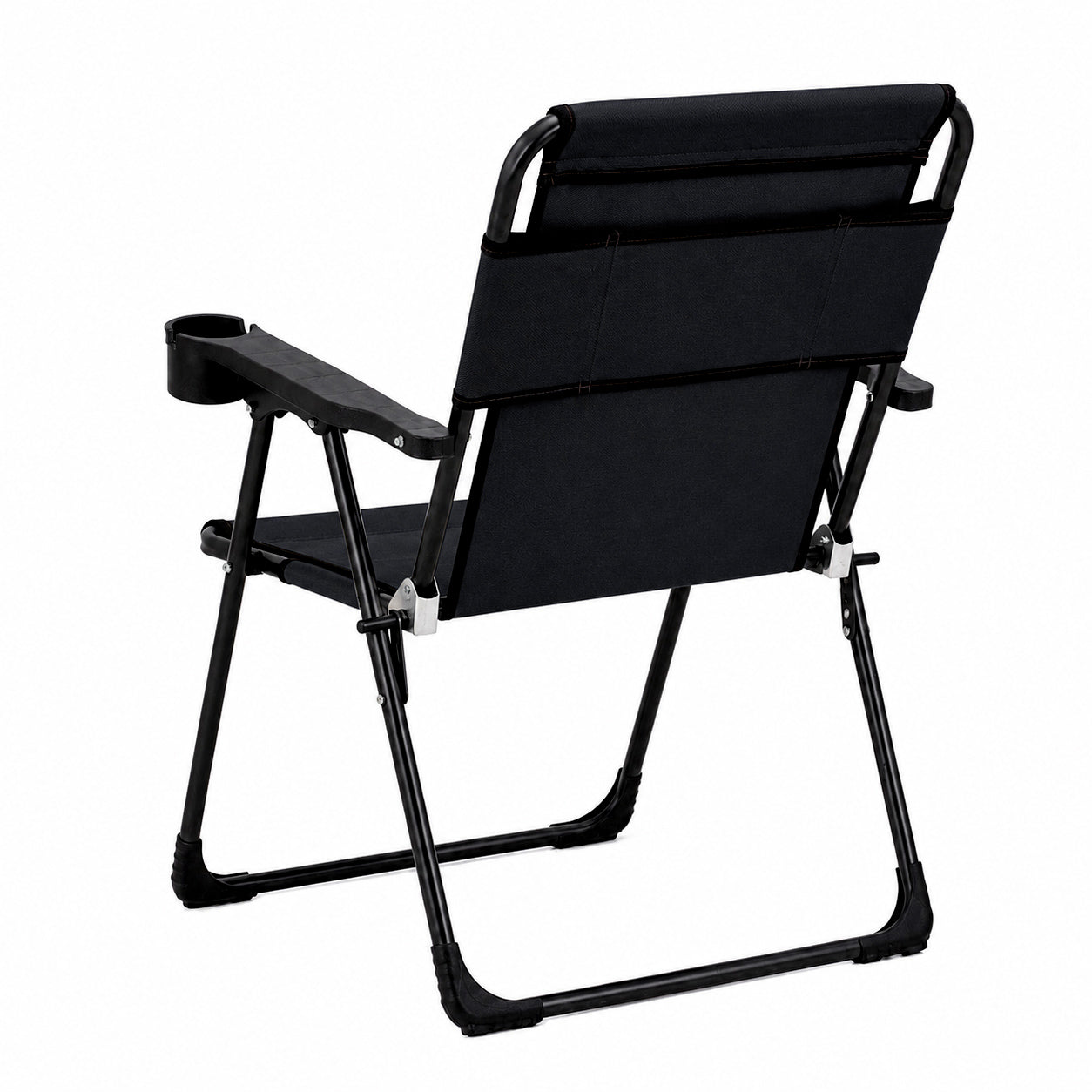 Katlanır Piknik ve Kamp Sandalyesi - Bardaklıklı - Rock Plus - Linen Siyah