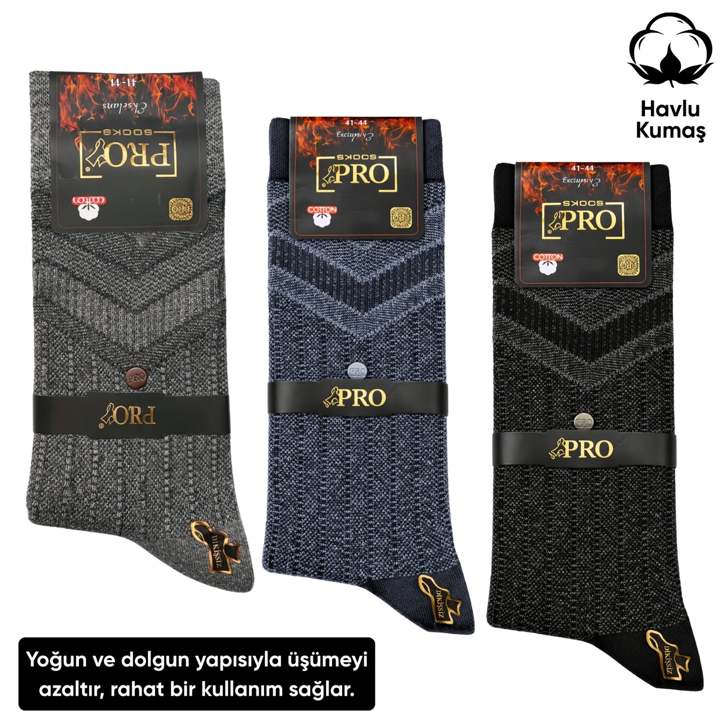 Kışlık Havlu Erkek Soket Çorap - 3 Çift - Dikişsiz - Olimpus - 14642 - Set 4