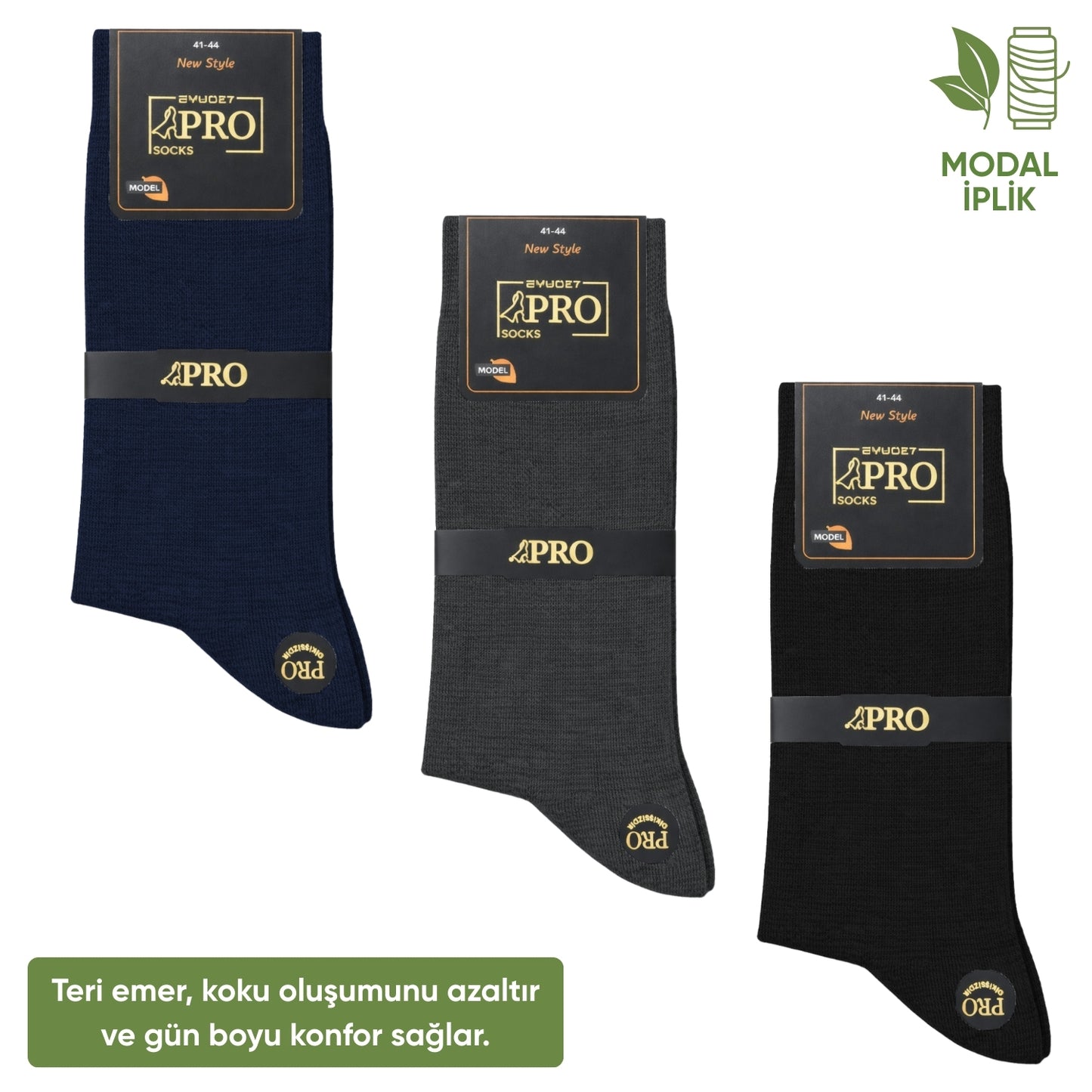 Modal İplik Erkek Soket Çorap - 3 Çift - Dikişsiz - Atlas - 18002 - Set 3