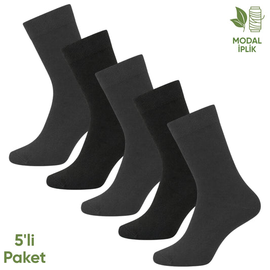 Modal İplik Erkek Soket Çorap - 5 Çift - Dikişsiz - Atlas - 18002 - Set 7