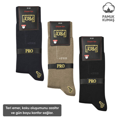 Pamuklu Erkek Soket Çorap - 3 Çift - Dikişsiz - Eyfel - 16656 - Set 1