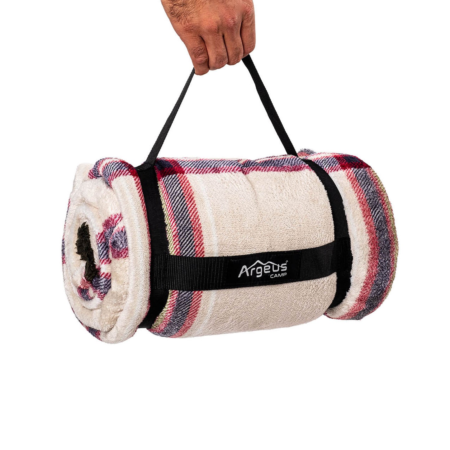 Peluş Polar Kamp Battaniyesi - Mavi Ekose
