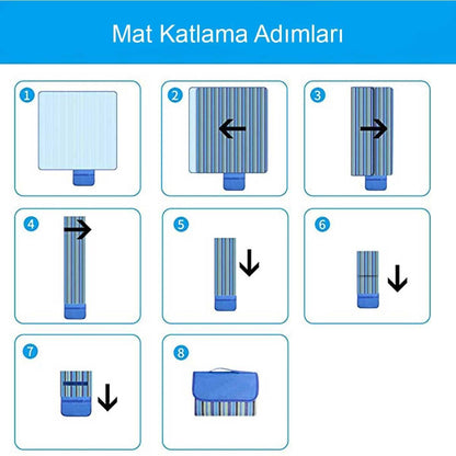 Piknik Kamp Örtüsü - Su Geçirmez - Madfox Skyloft - Blue Stripe - 546254