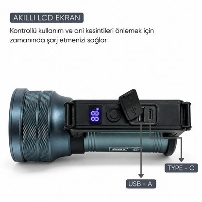 Şarj Edilebilir El Feneri - Şarjlı Projektör - 10 Watt - DAT - DT-807