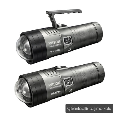 Şarj Edilebilir El Feneri - Wison - 13000 Lümen - 130 Watt (WS-15500)