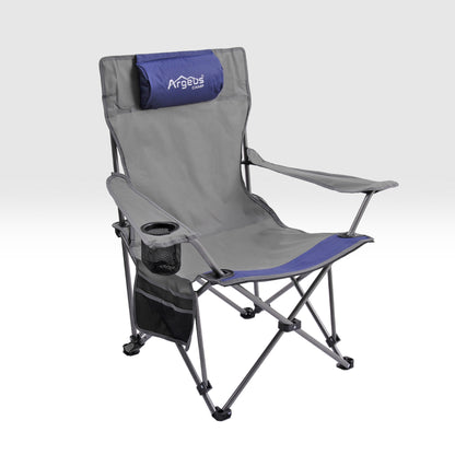 Sırt Ayarlı Katlanabilir Kamp Sandalyesi - 4 Kademeli - Lounge - Gri/Mavi