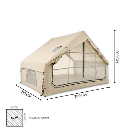 Şişme Çadır - Baca Çıkışlı - FreeCamp Turbo - 6 Kişilik - 6.3 m²