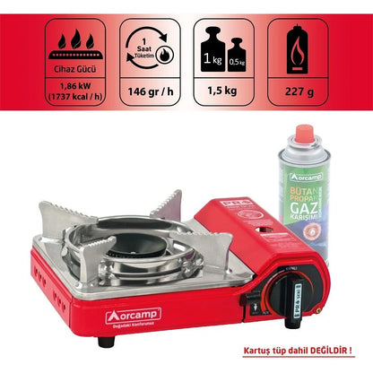 Tekli Çantalı Mini Portatif Ocak - Orcamp - Kırmızı (CK-506)