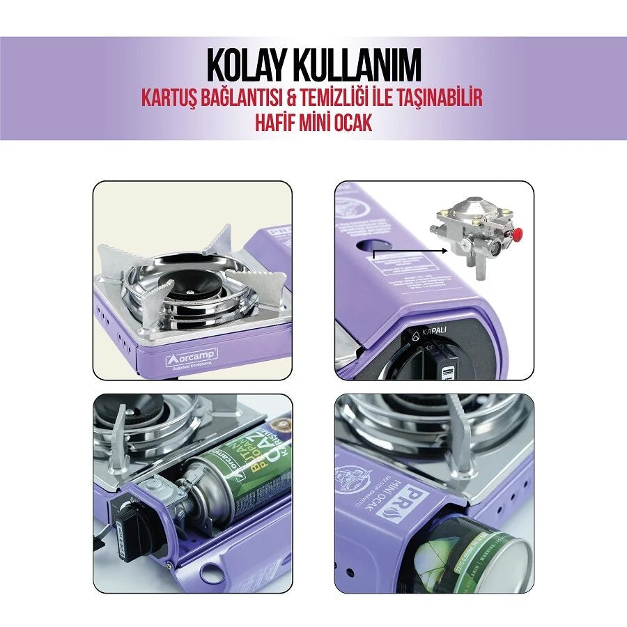 Tekli Çantalı Mini Portatif Ocak - Orcamp - Mor (CK-506)